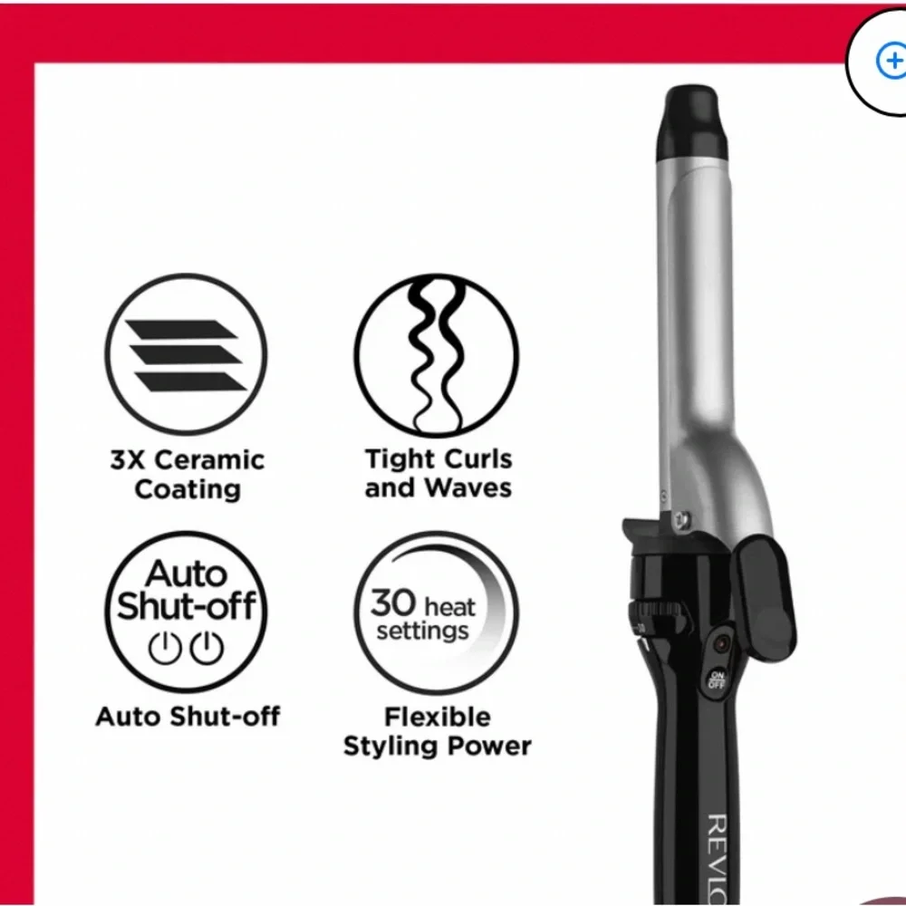 Revlon 1” Barrel Curling Iron Ceramic Coated Auto Shut Off 30 Heat Settings